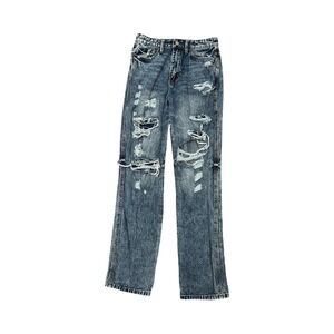 Flying Monkey‎ Ultra High Rise Straight Distressed Denim Jean 26